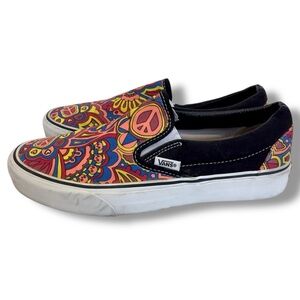 Vans Classic Slip On Psychedelic Peace Print Canvas Skate Shoe Size 5.5